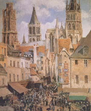 Camille Pissarro The Old Marketplace in Rouen and the Rue de I'Epicerie (mk09) Sweden oil painting art